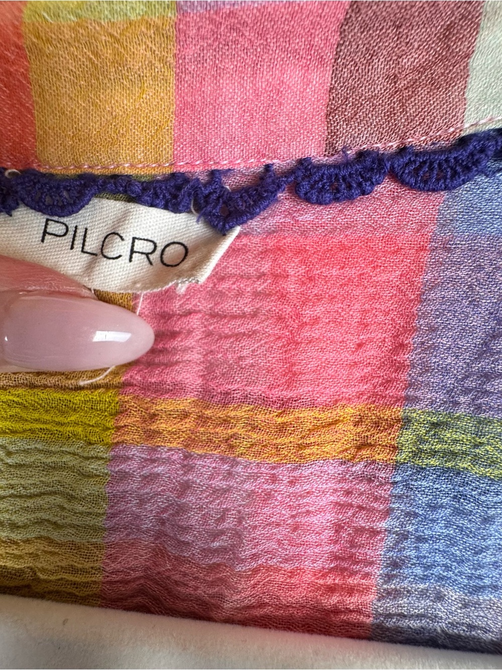 Pilcro Long-Sleeve Mixed Madras Plaid Oversized Buttondown Shirt Medium - Picture 4 of 12